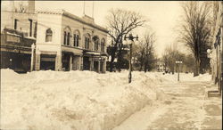 Winter Street Scene - Theater & Post Office Postcard