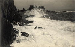 Ocean Waves Crashing on the Rocks in Maine Postcard