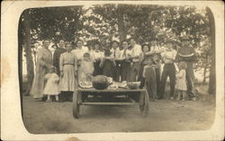 Family Eating Watermelon Off Wagon Family Portaits Postcard Postcard Postcard