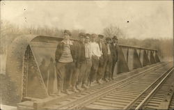 Portrait of Boys on Railroad Bridge Railroad (Scenic) Postcard Postcard Postcard