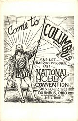 Christopher Columbus Holding Flag Postcard