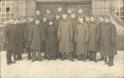 Portrait of Group of Military Men in Winter Coats Postcard