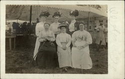 Six Women Posing Under Large Tent Postcard