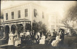 Family Photograph in front of white mansion, July 4th, 1907 Postcard