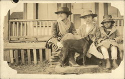 Portrait of Three Woman and Dog Postcard