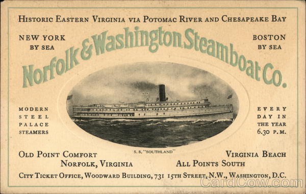 SS Southland, Norfolk & Washington Steamboat Co. District of Columbia