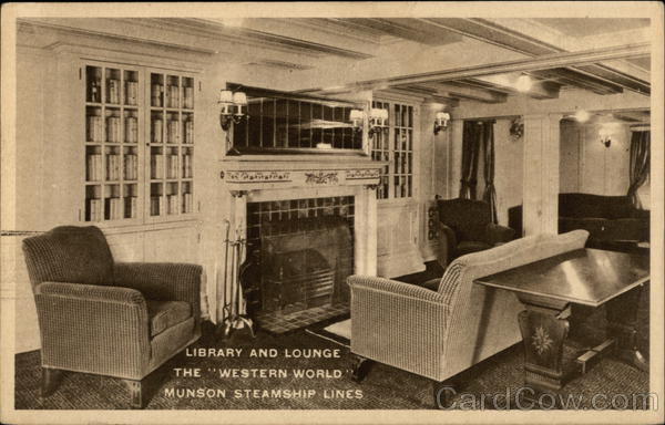 Library and Lounge, The Western World, Munson Steamship Lines
