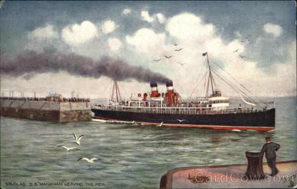 Douglas SS Manxman Leaving the Pier Steamers