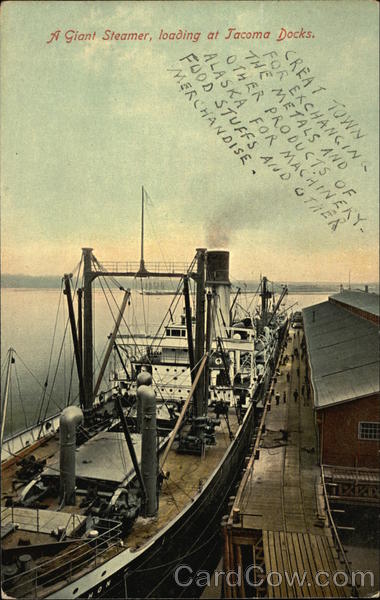 A Giant Steamer Loading at Tacoma Docks Washington