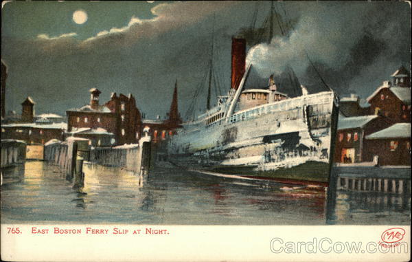 East Boston Ferry Slip at Night Massachusetts