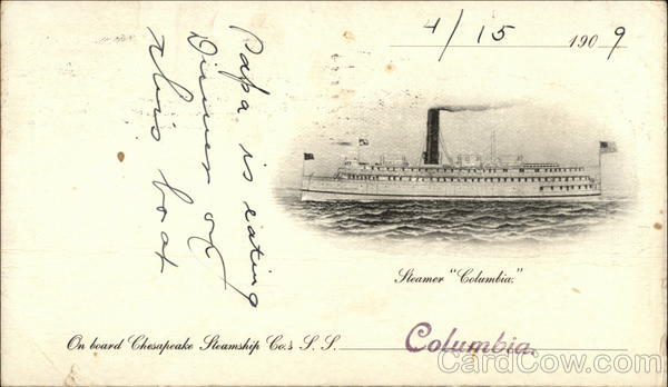 Steamer Columbia, Chesapeake Steamship Co. Steamers
