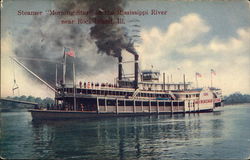 Steamer "Morning Star" on the Mississippi River Rock Island, IL Postcard Postcard Postcard
