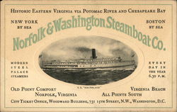 SS "Southland", Norfolk & Washington Steamboat Co. Postcard