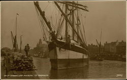 Timber Ship Mooring at Yarmouth Postcard