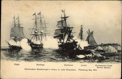 Commodore Macdonough's Victory on Lake Champlain Sailboats Postcard Postcard Postcard