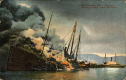 "Progress" Burning at Wharf, Fulton Iron Works San Francisco, CA Postcard Postcard Postcard