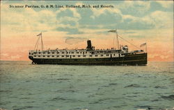 Steamer Puritan, G&M Line, Holland, Mich. and Resorts Postcard