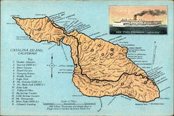 Map of Catalina Island Santa Catalina Island, CA Postcard Postcard Postcard