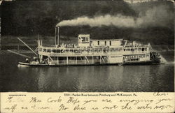 Packet Boat Between Pittsburg and McKeesport Pennsylvania Postcard Postcard Postcard