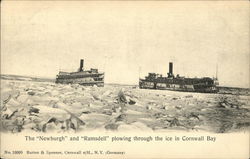 The "Newburgh" and "Ramsdell" Plowing Through the Ice Postcard