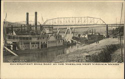 Government Snag Boat "E. A. Woodruff" at the Wheeling Wharf Postcard