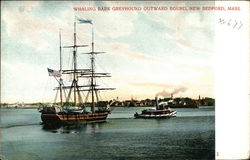 Whaling Bark Greyhound Outward Bound New Bedford, MA Postcard Postcard Postcard