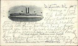 On Board Chesapeake Steamship Co.'s SS Atlanta Postcard