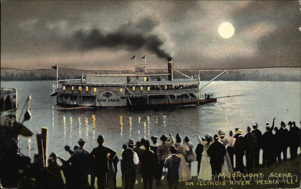 Moonlight Scene on Illinois River Peoria