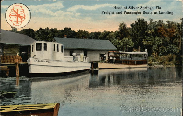 Freight and Passenger Boats at Landing Silver Springs Florida
