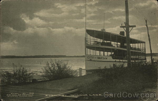 Evening on the Water Front Winona Lake Indiana