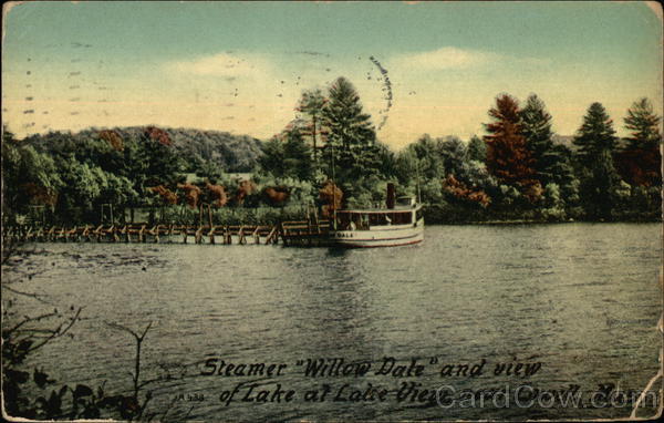 Steamer Willow Dale and view of Lake at Lake View Lowell Massachusetts