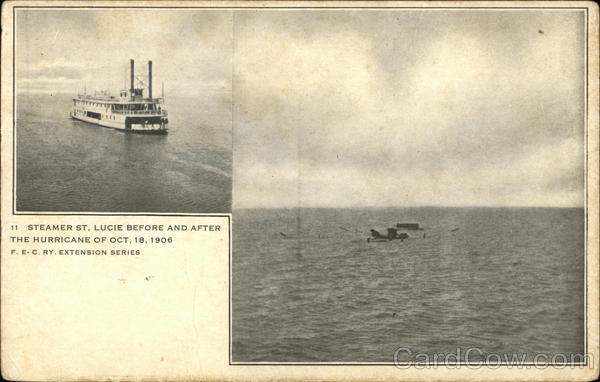 Steamer St. Lucie Before and After the Hurricane of Oct. 18, 1906