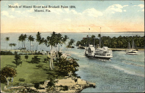 Mouth of Miami River and Brickell Point 1896 Florida
