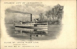 Steamer City of Jacksonville, Clyde St. Johns River Line Florida Postcard Postcard Postcard