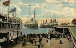 Excursion Steamers, Detroit River Postcard