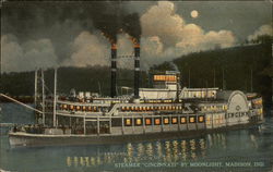 Steamer "Cincinnati" by Moonlight Madison, IN Postcard Postcard Postcard