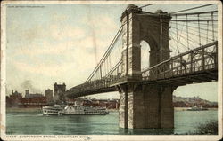 Suspension Bridge over the Water Cincinnati, OH Postcard Postcard Postcard