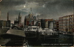 Goodrich Line Docks at Night Postcard