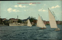 Boats on the Connecticut River Springfield, MA Postcard Postcard Postcard