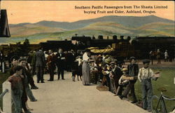 Southern Pacific Passengers from the Shasta Limited buying Fruit and Cider Ashland, OR Postcard Postcard Postcard