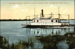 Old Lyme Ferryboat Colonial Crossing Connecticut River Postcard