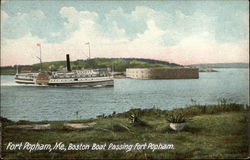 Boston Boat Passing Fort Popham Maine Postcard Postcard Postcard