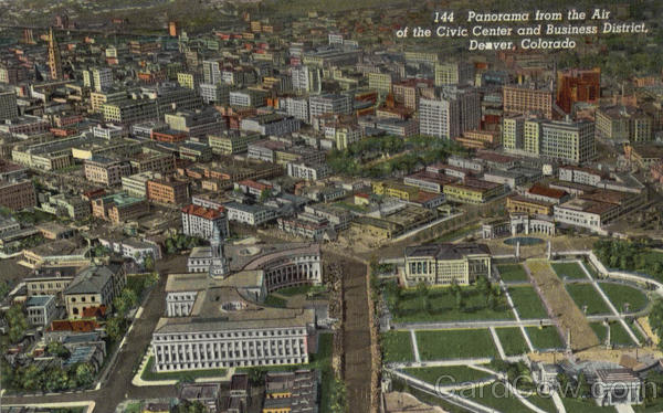 Panorama From The Air Of The Civic Center And Business District Denver Colorado