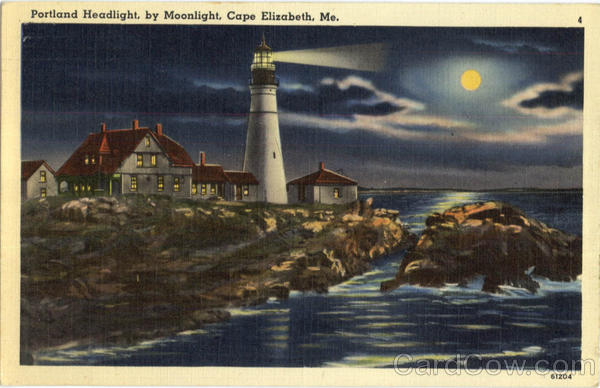 Portland Headlight By Moonlight Cape Elizabeth Maine