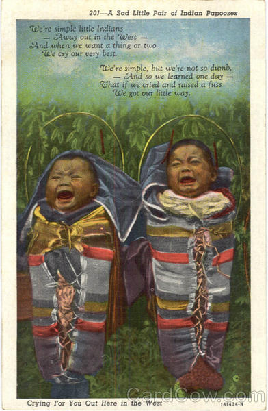A Sad Little Pair Of Indian Papooses Native Americana