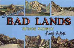 Greetings From Bad Lands National Monument Postcard