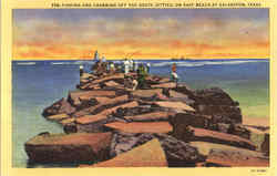 Fishing And Crabbing Off The South Jetties Galveston, TX Postcard Postcard
