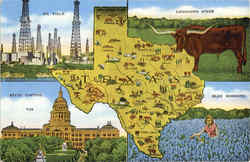 Texas Map Multiview Scenic, TX Postcard Postcard