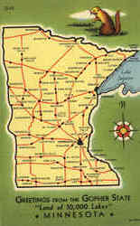 Greetings From The Gopher State Minnesota Postcard Postcard