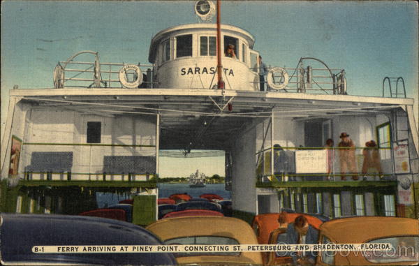 Ferry Arriving at Piney Point, Connecting St. Petersburg and Bradenton, Florida